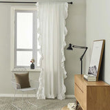 elvesmall White Ruffle Curtains for Dining Rooms, Cotton Linen Shabby Chic Trim, Privacy Sheer Drapes, Bedroom Canopy, Home Decorations,