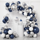 elvesmall Navy Blue Silver Balloon Garland Arch Kit Confetti Ballons Birthday Party Decor Kids Baby Shower Graduation Decor Wedding Supply