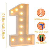 elvesmall 91.5cm LED Marquee Light Up Number Lights White Marquee Number Lights Sign for Wedding Decor Birthday Anniversary Party Supplies