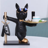 elvesmall  Bulldog Cool Sculpture Dog Ornament Butler Storage Box with Tray Nordic Table Decoration Resin Animal Sculpture Coin Piggy Bank