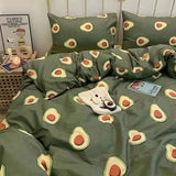 elvesmall Ins Pink Strawberry Bedding Set Cartoon Bear Duvet Cover Sheet Twin Full Size Boys Girls Bed Linen Soft Polyester Home Textiles