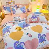 elvesmall Floral Style Bedsheet Set Ruffles Duvet Cover Sets with Pillowcase постельное белье Skin-friendly Bedding Home Bed Linen Sets