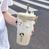elvesmall  -  Kawaii Sainless Steel Tumbler For Coffee Car Mug Freeze Thermos Vacuum Flask Water Bottle With Straw Keep Cold Hot Cup 600ml