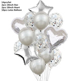 elvesmall 14pcs Rose Gold Mix Star Heart Confetti Latex Balloons Birthday Party Decorations Kids Adult Wedding Anniversary Globos Supplies