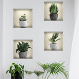 elvesmall Creative False Window Green Plant Potted Wallpaper Living Room Bedroom Decorative Wall Sticker Self-adhesive Wall Sticker 30cm