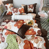 elvesmall Romantic Flower Lace Bedding Set with Ruffles for Girls and Women Sets Full Bed Sheets Quilt Comforter Duvet Complete King Size