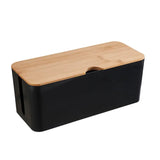 elvesmall Cable Storage Box Power Strip Case Wooden Power Line Wire Management Organizer Anti-Dust Charger Socket Network Line Storage Bin