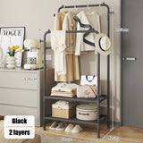 elvesmall Double Layered Clothes Rack Simple Multilayer Storage Locker Multifunctional Bedroom Thickened Double Rods Garment Rack