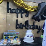 elvesmall 2pcs/set Happy Birthday Balloons Pink Purple Aluminium Foil Balloon Birthday Party Decoration Suppries Home DIY Accessories Prop