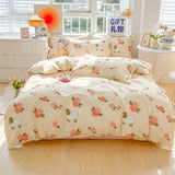 elvesmall Floral Print Brushed Home Bedding Set Simple Fresh Comfortable Duvet Cover Set with Sheet Comforter Covers Pillowcases Bed Linen