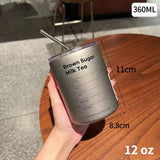 elvesmall  -  12oz 20oz Leak Proof Tumbler with Straw Stainless Steel Water Bottle Straw Cup Coffee Mug Vacuum Flask Double Wall Travel Mug