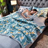 elvesmall Plaid Summer Cool Quilt Washed Cotton Comfortable Lightweight Air Condition Thin Comforter Simple Feather Blanket For Adults Kid
