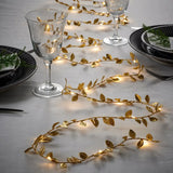 elvesmall 2M 20LED Golden Leaves String Fairy Lights For Wedding Birthday Party Decoration Home Garden Artificial Plant Garland Vine Light