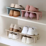 elvesmall Double Shelf Space Savers White Shoe Rack Cabinets Shoe Storage Organizer Closet Holder Modern Bracket Shoe Storage Rack