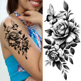 elvesmall Women's Fashion Flower Temporary Tattoos Sticker Fake Rose Feather TatooS Decal Waterproof Body Art Legs Arm Tatoos For Women