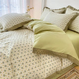 elvesmall Kawaii Princess Pure Cotton Bedding Set Full Size Lovely Ruffles Single Doubel Duvet Cover Set Girls Woman Cozy Bedding Sets