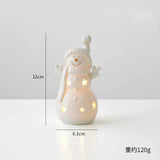 elvesmall Ceramic Christmas luminous snowman luminous car small desktop home ornament Christmas gift