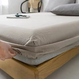 elvesmall Ins Fitted Sheet Soft Washed Cotton Mattress Cover With Elastic Non Slip Bed Cover Simple Bedding 90/120/150/200cm