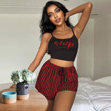 elvesmall  Sexy Women's Sleepwear Home Pajama Sets Summer Loungewear Sleeveless Tops+Shorts 2 Pieces Night Wears Women Pijama Home Clothes