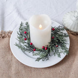 elvesmall Christmas Wreath Shape Candlestick with Berry Pinecone Candle Holder Garland Flower Rings Wedding Party Door Home Table Decor