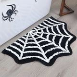 elvesmall Black Spider Web Halloween Rug Bathroom Rug for Halloween Decor Spooky Gothic Bath Mat Non-Slip Tufted Mat for Front Door Living