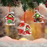 elvesmall Christmas Theme LED Pendant Snowman Gingerbread Santa Claus Light House Soft Pottery Hanging Tree Home New Year Party Decoration