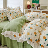 elvesmall Small fresh milk velvet four piece set double faced velvet thickened warm small lace flannel bedding set