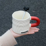 elvesmall  -  Modern Simple Coffee Ceramic Mug Milk fufu Collider with Handle Water Cup Household Breakfast Oatmeal Milk Cup