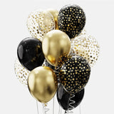 elvesmall 12pcs 12inch Black Gold Latex Balloons Graduation Helium Globos Adult Kids Birthday Party Decorations Baby Shower Home Supplies