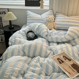elvesmall Minimalist seersucker Duvet Cover Nordic Bedding Double Bed Modern Bedding Set Skin Friendly Down Duvet Cover Bed Decoration