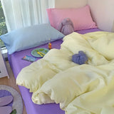 elvesmall  Home Textile Girl Kids Bedding Set Honey Peach Pink Duvet Cover Sheet Pillowcase Woman Adult Beds Sheet King Queen Full Pink
