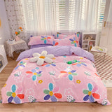 elvesmall 100% High Quality Cotton Bedding Set 1 Duvet Cover 2 Pillowcases Cartoon Sky Blue Flower Pattern Design 16 Sizes,Customizable