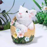elvesmall 5.3 Inches Easter Bunny Eggs Resin Statue Collectibles Decorations for Home Decor Rabbit Gift
