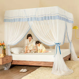 elvesmall  Cream Mousse Mosquito Net Square Luxury Mosquito Bedding Net Tent Romantic bed canopy Full perimeter mosquito proof