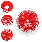 elvesmall  Christmas Tree Skirt 122cm Red Faux Fur Christmas Tree Skirts with White Snowflakes Merry Christmas Sign Xmas Tree Decor