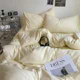 elvesmall INS Style Minimalist Solid Color Duvet Cover Soft Two Person Comfortable Bedding Set Luxurious Hotel Apartment Home Decoration