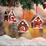 elvesmall Christmas Theme LED Pendant Snowman Gingerbread Santa Claus Light House Soft Pottery Hanging Tree Home New Year Party Decoration