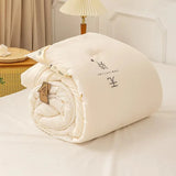 elvesmall  Knitted Cotton Comforter Soybean Fiber Quilt Warm White Four Seasons Single Double Duvet Soft Twin Queen King Bedding