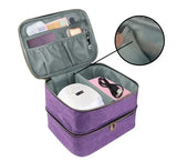 elvesmall Storage Double-Layer Nail Tools Nail Polish Carrying Case Nail Organizers and and Dryer Case Holds 30 Various Size Bottles