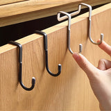 elvesmall 201 Stainless Steel Hook Double S-Shape Hook Free Punching Kitchen Bathroom Cabinet Door Without Trace Hook Towel Storage Hanger