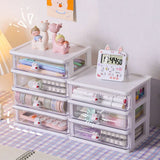 elvesmall Stationery Storage Box Desktop Student Ins Drawer Pen Cabinet Office Tape Hair Accessories Kawaii Sundries Organizer
