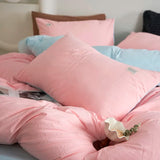 elvesmall Reversible 1Duvet Cover+Bed Sheet+2Pcs Pillowcase Twin Full Queen 4Pcs Comfortable Soft Comforter cover