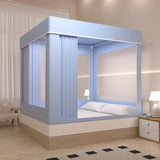 elvesmall Large Space Square Mosquito Net Blackout Privacy Bed Curtain Bed Tent 3 Doors Encrypted Mesh Anti-mosquito Bed Canopy with Frame