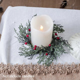 elvesmall Christmas Wreath Shape Candlestick with Berry Pinecone Candle Holder Garland Flower Rings Wedding Party Door Home Table Decor