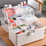 elvesmall 3 Layer Portable First Aid Kit Storage Box Plastic Multi-Functional Family Emergency Kit Box with Handle Medicine Chest