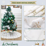 elvesmall 78/90/122 CM Christmas Tree Skirt White Faux Fur Xmas Sequin Carpet Mat Home Party Decorations