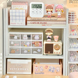 elvesmall Ins Kawaii Desktop Storage Rack Bookshelf DIY Desk Holder Office Desk Organizer Student Combination Cabinet Storage Display Rack