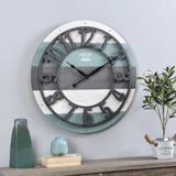 elvesmall Decoration for Home 16 X 2 X 16 in Wall Clock Multicolor Shabby Pallet Wall Clock Farmhouse Analog Bedroom Decor Clocks Garden