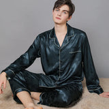 elvesmall  New Typle High Quality Spring Autumn Silk Pajamas Set Men Ice Silk Short Sleeve Large Size Home Wear Suit Male Feel Cool Summer
