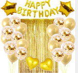 elvesmall 39pcs Rose Gold Birthday Balloons Party Decoration Happy Birthday Letter Balloon Rain Silk Curtain Background Baby Shower Decor